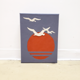 handmade unique leather art home decor artwork bird silhouette sunset Johnathan Livingston seagull