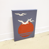 handmade unique leather art home decor artwork bird silhouette sunset Johnathan Livingston seagull