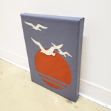 handmade unique leather art home decor artwork bird silhouette sunset Johnathan Livingston seagull