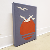 handmade unique leather art home decor artwork bird silhouette sunset Johnathan Livingston seagull