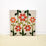 handmade unique leather art home decor artwork wildflowers tom petty 19070s orange avocado turquoise