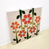 handmade unique leather art home decor artwork wildflowers tom petty 19070s orange avocado turquoise
