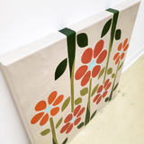 handmade unique leather art home decor artwork wildflowers tom petty 19070s orange avocado turquoise