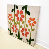 handmade unique leather art home decor artwork wildflowers tom petty 19070s orange avocado turquoise