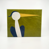 handmade leather art fine art home decor nature great blue heron mid century modern eckersley