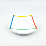 Sasaki Stoneware - Variations One by Vignelli. Coffee mugs, saucer, lunch plates, dinner plates, and cereal/soup bowls vintage red yellow green blue diamond square