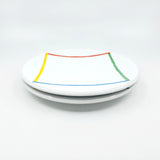 Sasaki Stoneware - Variations One by Vignelli. Coffee mugs, saucer, lunch plates, dinner plates, and cereal/soup bowls vintage red yellow green blue diamond square