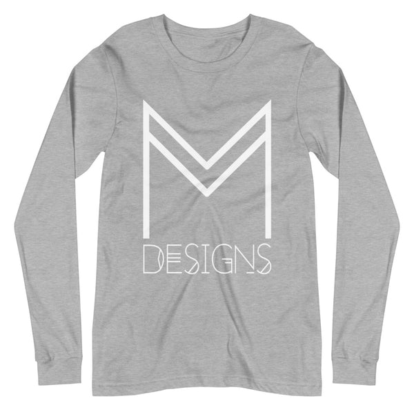 M Designs logo apparel long sleeve tee shirt gray