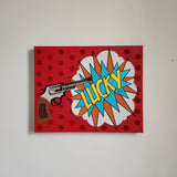 leather wall art pop art lucky dirty hairy gun modern mid century graphic