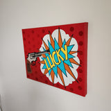 leather wall art pop art lucky dirty hairy gun modern mid century graphic