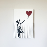 Leather art Banksy Girl with Balloon
