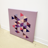 handmade unique leather art home decor artwork purple lilac pink triangles Jem