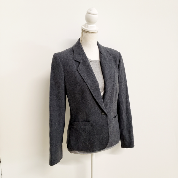 vintage gray Pendleton blazer jacket women's office work wear date night