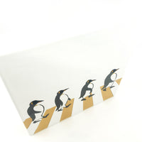 handmade leather art modern mid century penguins march on abbey road Beatles music artwork unique 