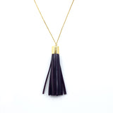 handmade leather jewelry necklace tassel gold silver long stack unique 
