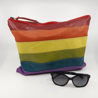 handmade leather handbag clutch purse unique accessories rainbow gay pride apparel