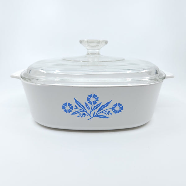 Vintage CorningWare Square Baking Dish 2 qt with Lid -Cornflower Blue. A-2-B Vintage Mid-Century Modern Antiques cookware bakeware kitchenware