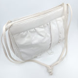 Vintage White Handbag with Strap. Cool details. Interior zipper pocket. Button closure