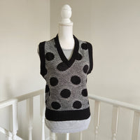 Vintage Sweater Vest - Black and Gray Dots