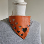 handmade leather scarf ascot accessories hearts orange