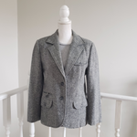gray colave wool blazer vintage unique women's fashion apparel style print coat jacket thrifty fall fashion winter fashion oneofakind