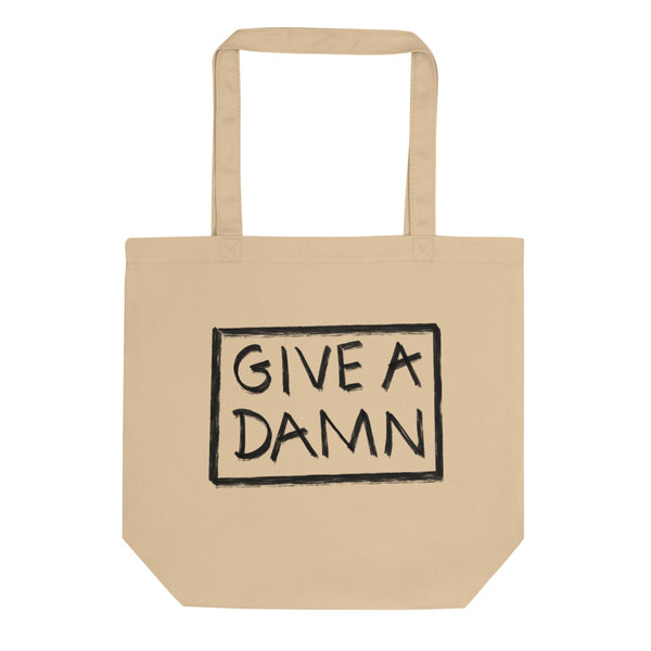 graphic design tote give a damn statement recycle eco friendly organic bag handbag 