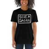 give a damn t-shirt political clothes soft unisex message in a bottle black