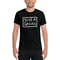 give a damn t-shirt political clothes soft unisex message in a bottle black